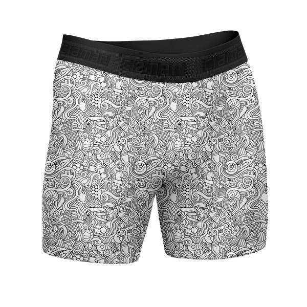 Ciaman Doodle Style Digital Print Long Boxer Briefs