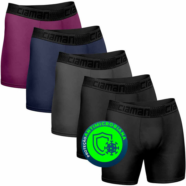 Kit 5 CIAMAN Tech Long Boxer Briefs Antimicrobial Pt/Az/Cz/Rx