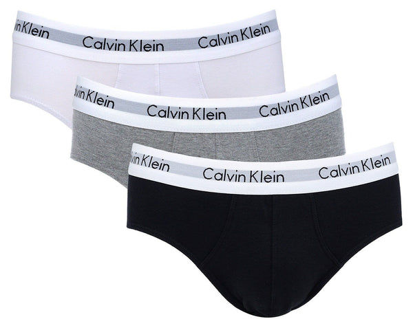 Kit 3 Cuecas Slip Calvin Klein Life Alg. Branca/Preta/Cinza