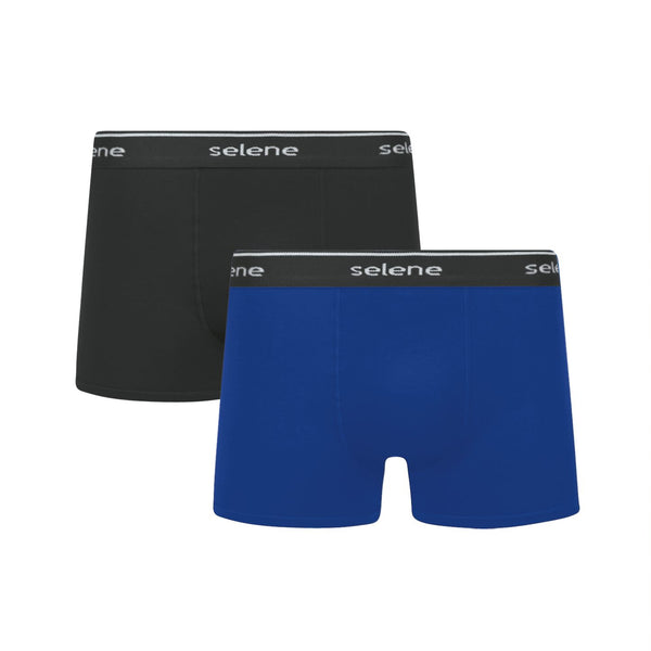 Kit 2 Selene Topline Cotton Boxer Black/Royal Blue