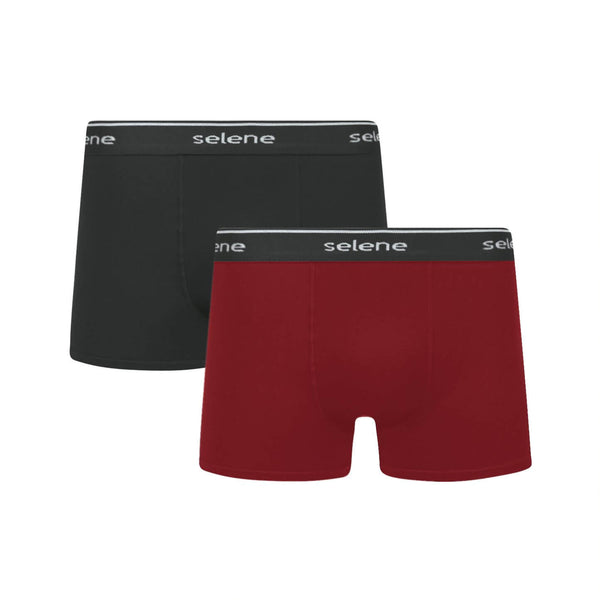 Kit 2 Selene Topline Cotton Boxer Black/Burgundy