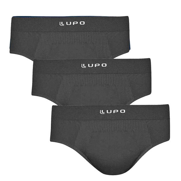 Kit 3 Cuecas Slip Lupo Micromodal Sem Costura Grafite