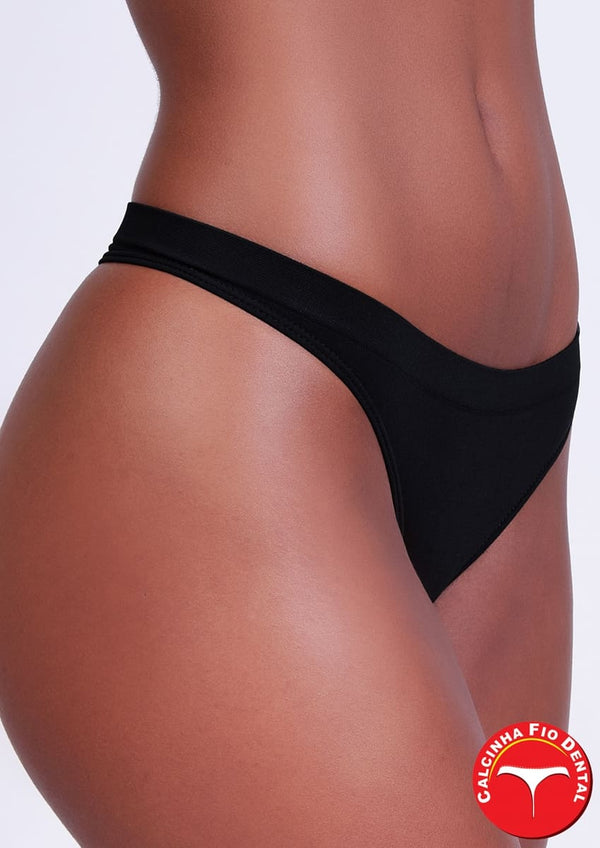 Loba Black Microfiber Thong Panties 40600