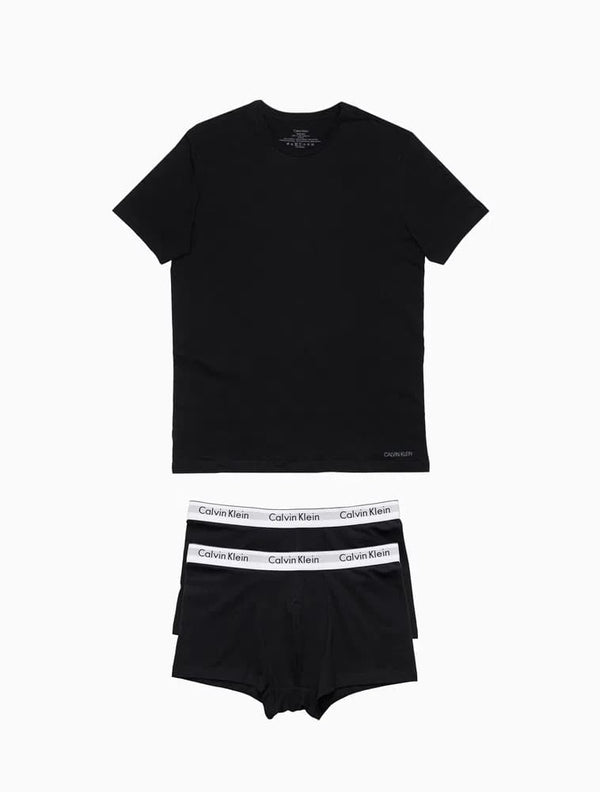 Calvin Klein Kit 1 Men's T-Shirt and 2 Black Trunk Briefs