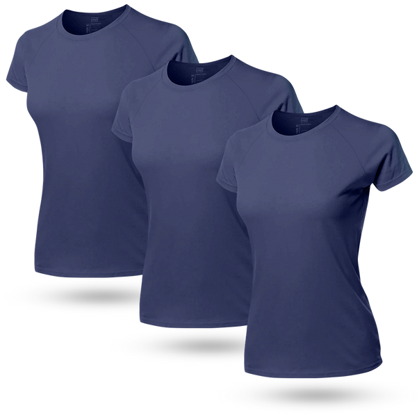 Kit 3 Tech T-shirt Raglan Feminina Modal UND® Azul Dusk