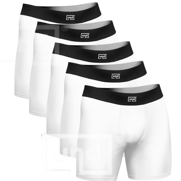 Kit 5 Cuecas Boxer Long Antimicrobiana UND Brancas