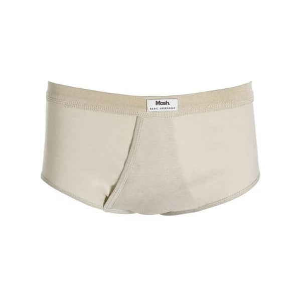 Slip Mash Underwear with Opening Cotton Beige Khaki