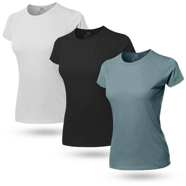 Kit 3 Tech T-shirt Raglan Feminina Modal UND® Verde/Preto/Branco