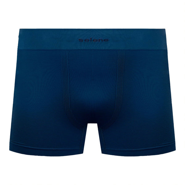 Cueca Boxer Selene Risk Poliamida Sem Costura Azul Stone