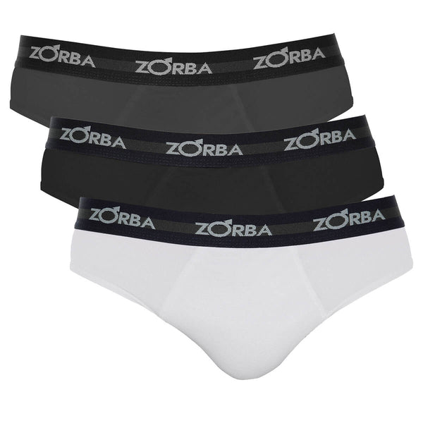 Kit 3 Zorba Max Slip Briefs White Black and Graphite