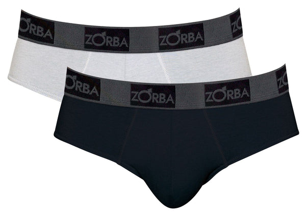 Kit 2 Cuecas Zorba Slip Plus New Algodão Branca/Preta