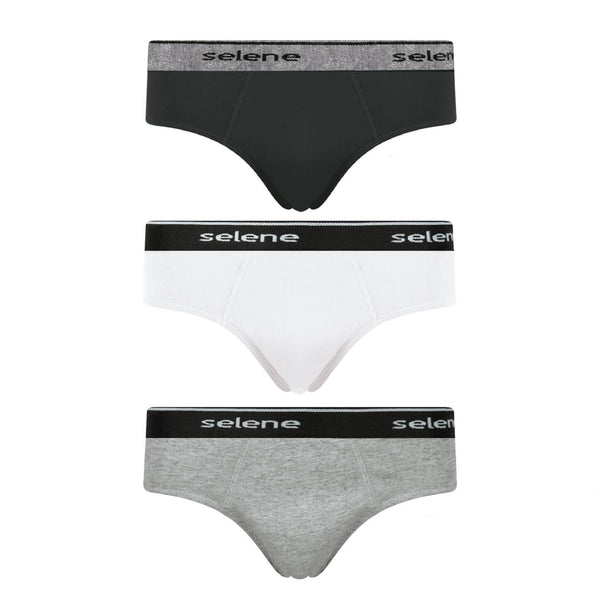 Kit 3 Selene Slip Briefs 100% Combed Cotton Pt/Br/Cz