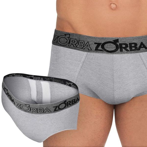 Cueca Slip Zorba Algodão Suporte Anatômico Cinza