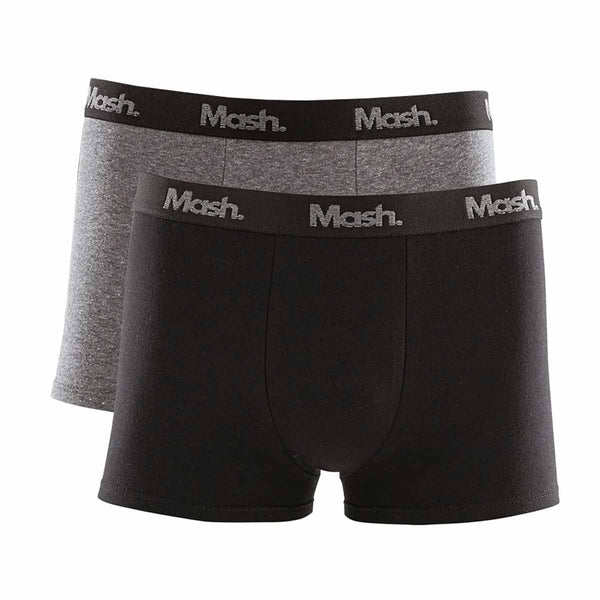 Kit 2 Cuecas Boxer Mash Basic Algodão Preto/Mescla