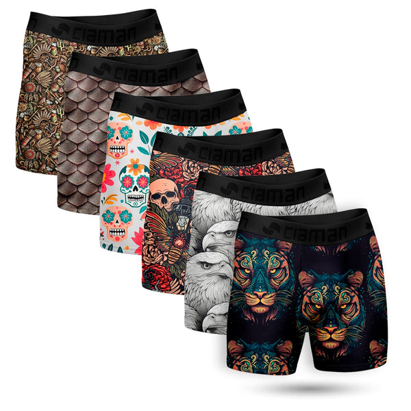 Kit 6 Long Boxer Briefs Digital Print Style Collection 2024