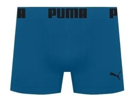 Cueca Boxer Puma Bold Poliamida Sem Costura Azul Médio