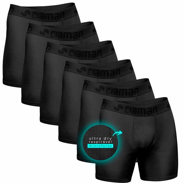 Kit 6 Boxer Long Ultra Dry Breathable Cia Man Black